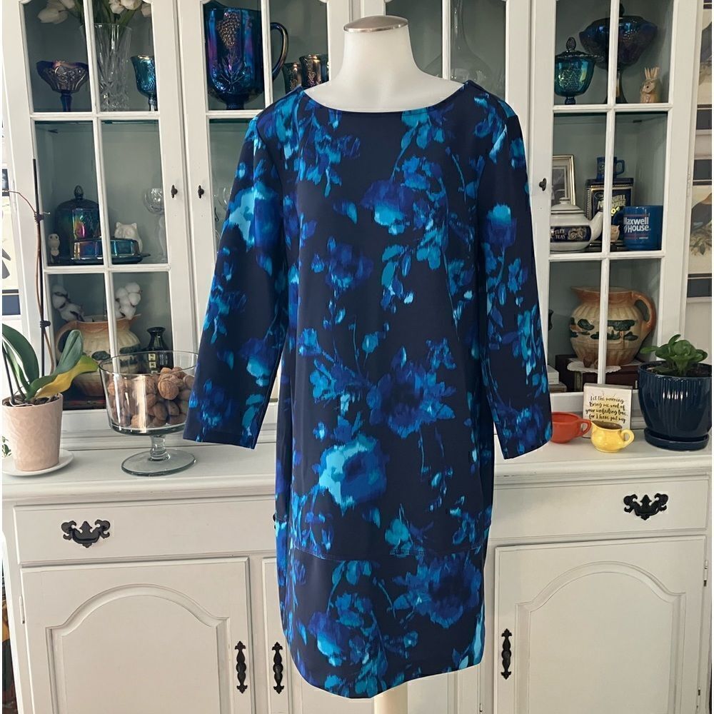 NWT Navy Floral Shift Dress | L | Daisy Fuentes